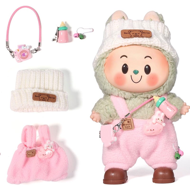 AICase for 17cm Doll Clothes/Outfit,Clothing Set for 17cm Doll,3 Piece Set Hat Clothing,Boys and Girls Stylish Adorable Clothes Accessories _Pink-16 - Image 1